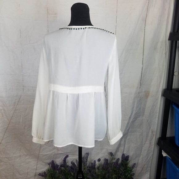 Zara basic collection beaded long sleeve baby doll top - Picture 4 of 10